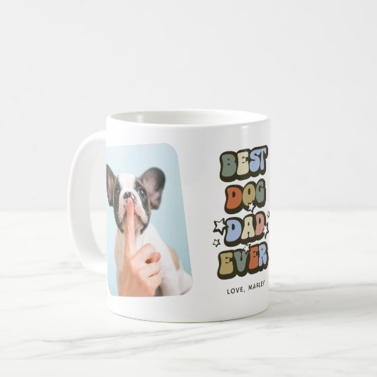 Retro Best Dog Vater je 2 Foto Kaffeetasse (Vorderseite Links)