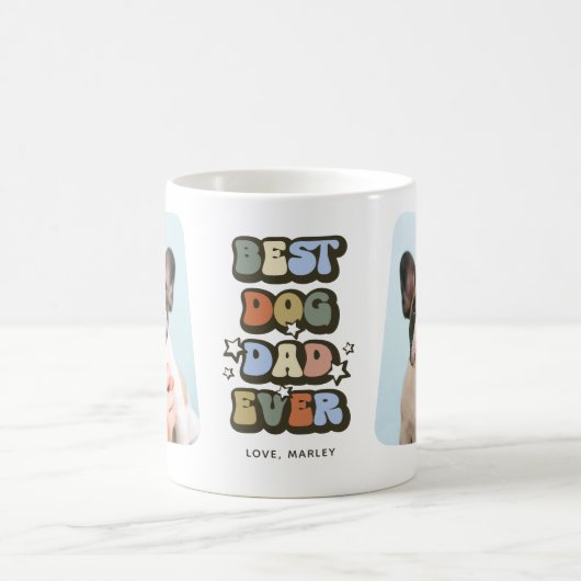 Retro Best Dog Vater je 2 Foto Kaffeetasse (Mittel)
