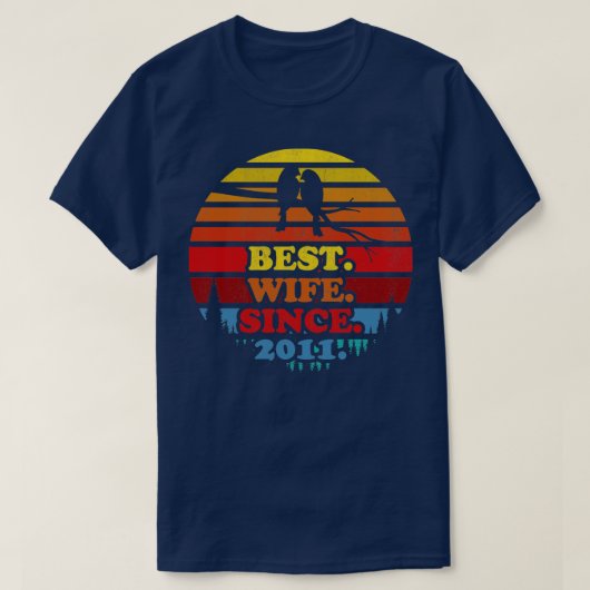 Retro Best Ehefrau seit 2011 Sunset Wedding Annive T-Shirt (Design vorne)