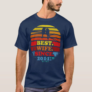 Retro Best Ehefrau seit 2011 Sunset Wedding Annive T-Shirt