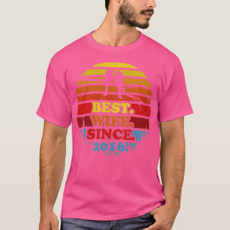 Retro Best Ehefrau seit 2016 Sunset Wedding Annive T-Shirt