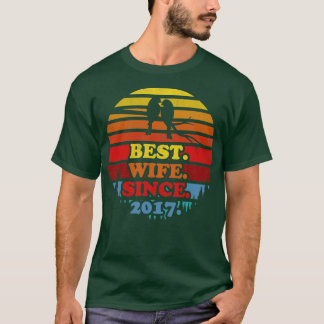 Retro Best Ehefrau seit 2017 Sunset Wedding Annive T-Shirt