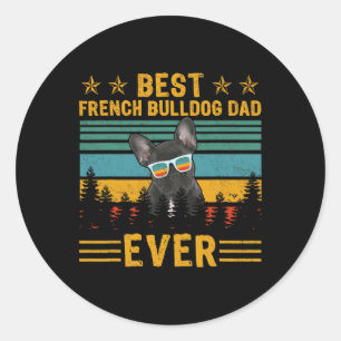 Retro Best French Bulldog Vater Ever Dog Vater's D Runder Aufkleber