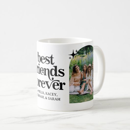 Retro Best Friends Forever Groovy Foto Friend Kaffeetasse (VorderseiteRechts)