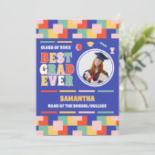 Retro Best Grad Foto Blue Abschluss Ankündigung (Stehend Vorderseite)