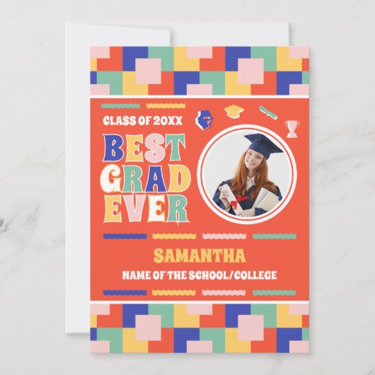 Retro Best Grad Foto Red Abschluss Ankündigung (Vorderseite)