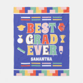 Retro Best Grad je Blue Abschluss Fleecedecke (Vorderseite)