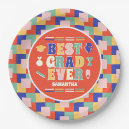 Retro Best Grad je Red Graduation Party Pappteller