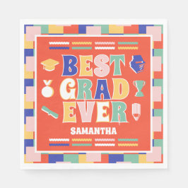 Retro Best Grad je Red Graduation Party Serviette