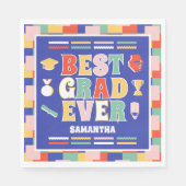 Retro Best Grad jemals Blue Graduation Party Serviette (Vorderseite)