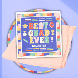 Retro Best Grad jemals Blue Graduation Party Serviette