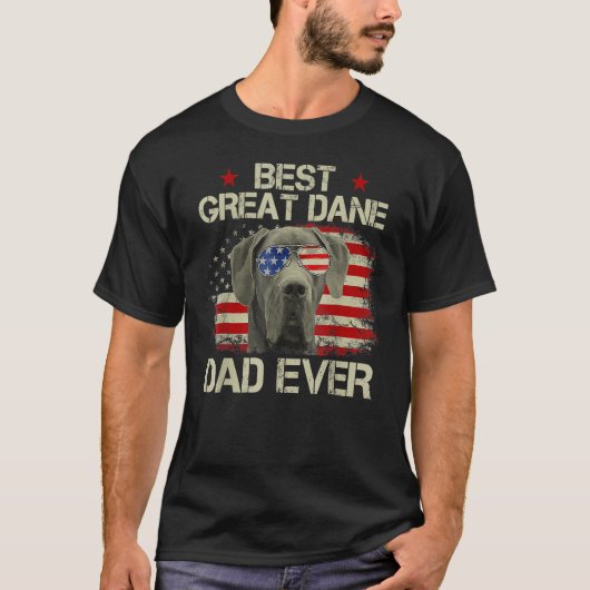 Retro Best Great Dane Dad Ever US Flag Dog Lover F T-Shirt (Vorderseite)