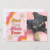 Retro Best Hund Mama je rosa und dunkelfarbig Karte (Vorderseite)