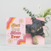 Retro Best Hund Mama je rosa und dunkelfarbig Karte (Stehend Vorderseite)