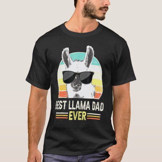 Retro Best Llama Dad Ever Tee Alpaka mit Sonnenbri (Vorderseite)