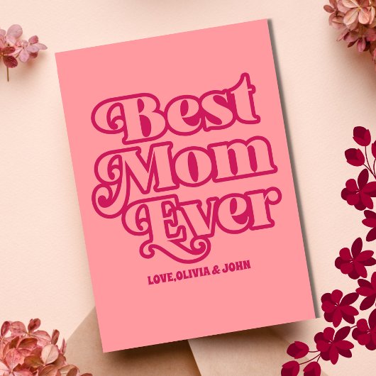 Retro Best Mama je rosa Groovy Mother Day Foto Karte