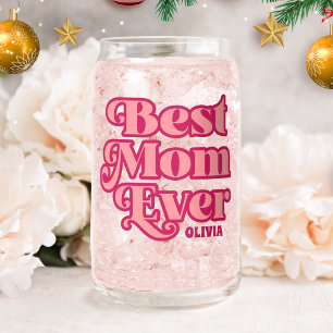Retro Best Mom Ever Rosa Groovy Muttertagsgeschenk Dosenglas