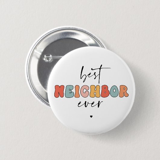 Retro Best Neighbour je Niedlich Button (Vorne & Hinten)