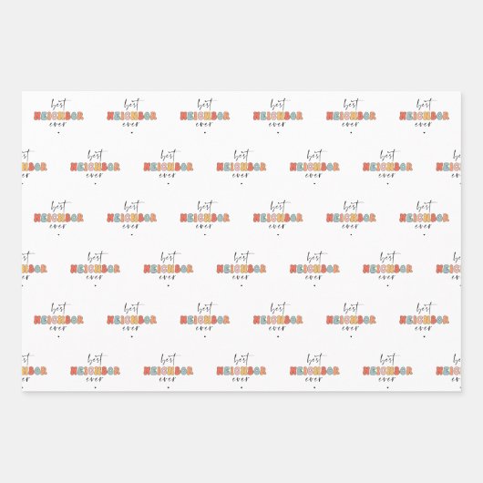 Retro Best Neighbour je Niedlich Geschenkpapier Set (Vorderseite 2)