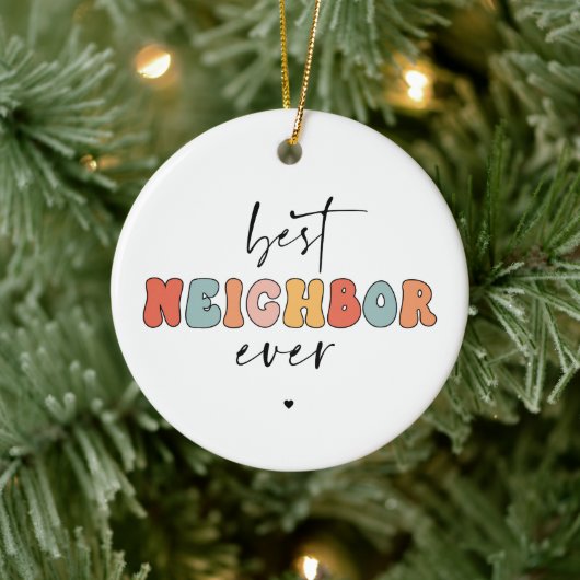 Retro Best Neighbour je Niedlich Keramik Ornament (Baum)