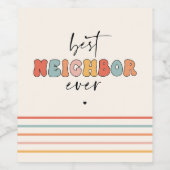 Retro Best Neighbour je Niedlich Weinetikett (Einzelnes Label)