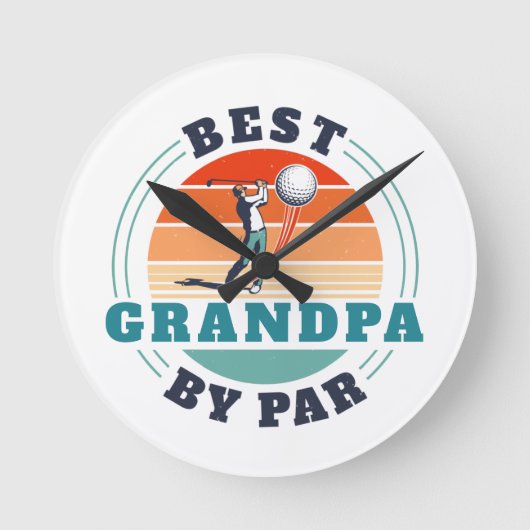 Retro Best Opa Par Custom Golfing Runde Wanduhr (Vorderseite)