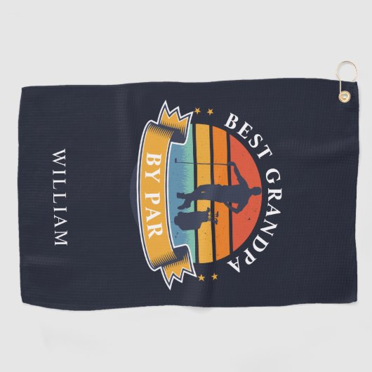 Retro Best Opa Par Personalisiert Golfer Golfhandtuch (Horizontal)