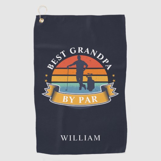 Retro Best Opa Par Personalisiert Golfer Golfhandtuch (Vorderseite)