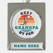 Retro Best Opa per Pay Custom Banner-Ornament Silber (Vorderseite)