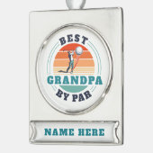 Retro Best Opa per Pay Custom Banner-Ornament Silber (Links)