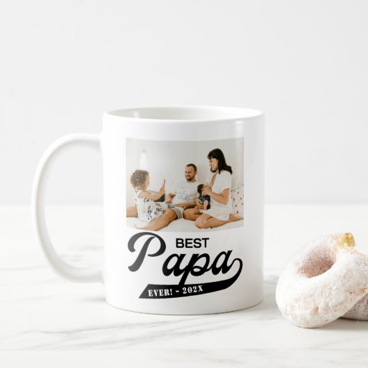 Retro Best Papa Ever Foto Kaffeetasse (Mit Donut)