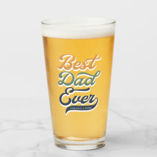 Retro Best Vater Ever Vatertag Kindername Glas
