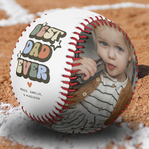 Retro Best Vater je 2 Foto Baseball