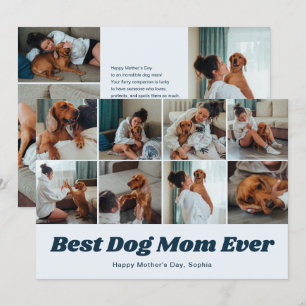 Retro beste Hundemutter 12 Foto-Collage Blau Feiertagskarte