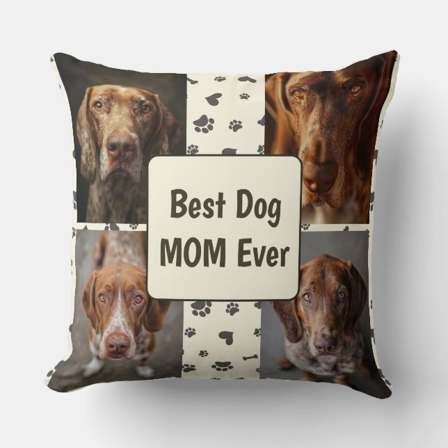 Retro Beste Hundemutter Bracco Italiano mit 4 Foto Kissen (Vorderseite)