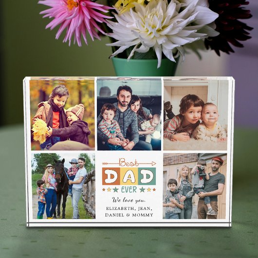 Retro Bester Papa Aller Personalisierte Fotocollag Fotoblock