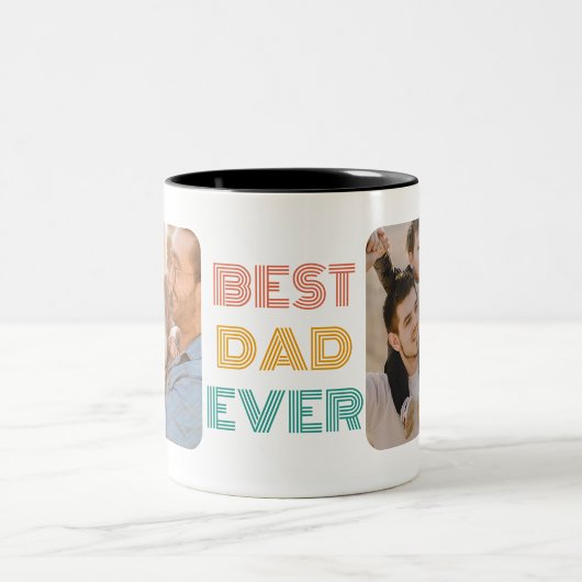 Retro-bester Papa je personalisiertes Foto Zweifarbige Tasse