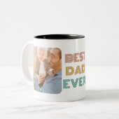 Retro-bester Papa je personalisiertes Foto Zweifarbige Tasse (Vorderseite Links)