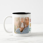 Retro-bester Papa je personalisiertes Foto Zweifarbige Tasse (Links)