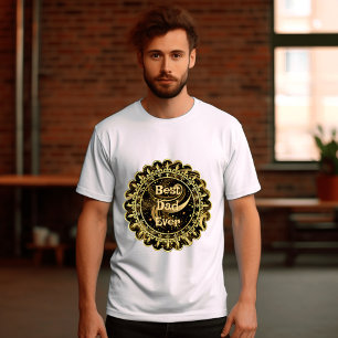 Retro Bester Vater Aller Zeiten Kalligrafie Golden T-Shirt