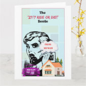 Retro Bestie, Best Friend, Funny Galentine's Card Karte (Gelbe Blume)