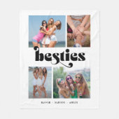Retro Besties 4 Foto Friends Collage Fleecedecke (Vorderseite)