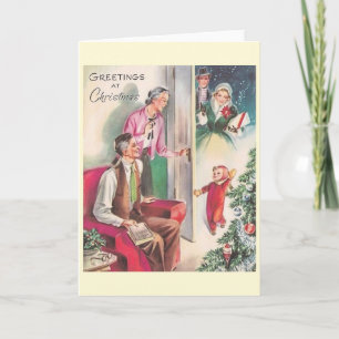 Retro Besuch der Weihnachtskarte des Großelternhau Feiertagskarte