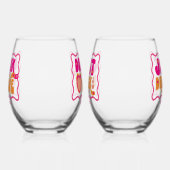 Retro Betrunken in Liebe Bachelorette Wochenende Weinglas Ohne Stiel (Links)