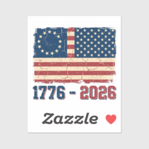 Retro Betsy Ross & 50-Sterne-Flagge 2026 Semiquinc Aufkleber