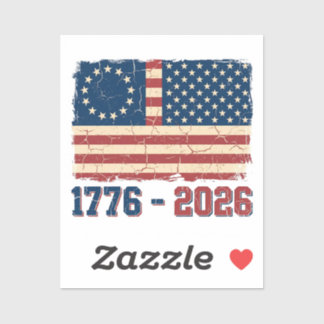 Retro Betsy Ross & 50-Sterne-Flagge 2026 Semiquinc Aufkleber
