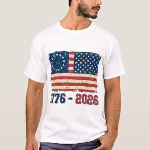 Retro Betsy Ross & 50-Sterne-Flagge 2026 Semiquinc T-Shirt