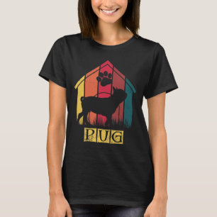 Retro beunruhigter Vintager Mops-Entwurf für T-Shirt