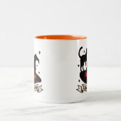 Retro Bewitched Black and Orange Halloween Zweifarbige Tasse (Mittel)
