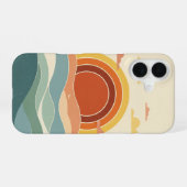 Retro Bewölkte Sonne iPhone 16 Hülle (Rückseite (Horizontal))